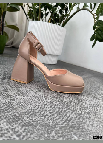 No Brand Туфли "Caffè Mokka" из эко-кожи на каблуке | 36–40 серо-бежевый з, — (332608020)