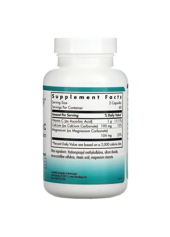 Витамин C с кальцием и магнием для пищеварительной системы Vitamin C 120 вег капс NutriCology (357342623)