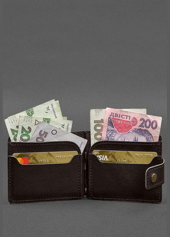 Кожаное портмоне 13.1 зажим с хлястиком темно-коричневый краст (A-028262) BlankNote (328444944)