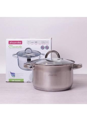 Кастрюля Mystery 3.5л со стеклянной крышкой Kamille (365248157)