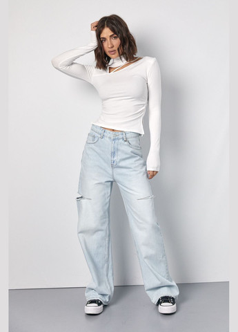 Жіноча водолазка з драпіруванням та асиметричним вирізом спереду Lurex (317233770)