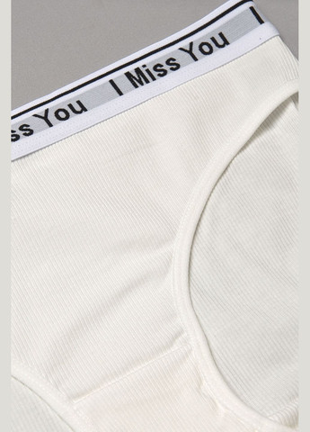 Трусы женские молочного цвета с надписью Let's Shop (303015467)