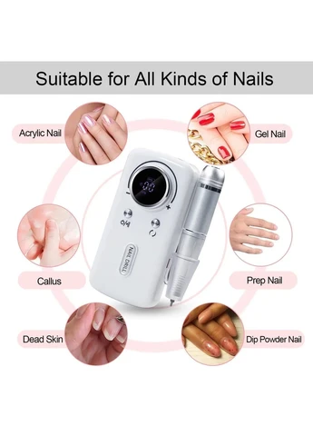 Фрезер для маникюра и педикюра Nail Polisher Machine / Портативный аккумуляторный фрезер 6в1 45000 об/мин Digital (400139880)
