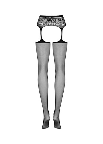 Сітчасті панчохи-стокінги з мереживним поясом Garter stockings S307, чорні, імітація Obsessive (297573704)