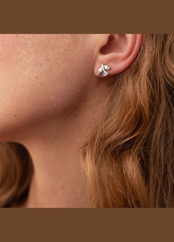 Срібні сережки - пусети Пташки 122713 Oniks (264392797)