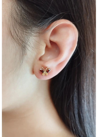 Золоті сережки з гранатом "Метелики" 27347080 Shatlen Сережки (369149682)