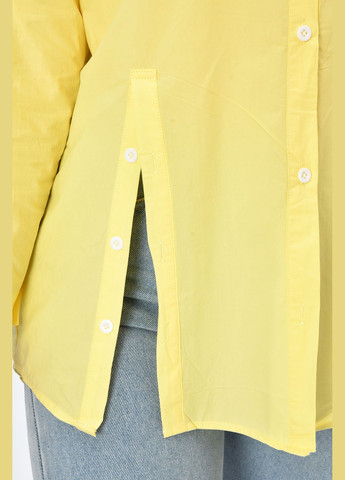 Жёлтая рубашка женская однотонная желтого цвета с баской Let's Shop
