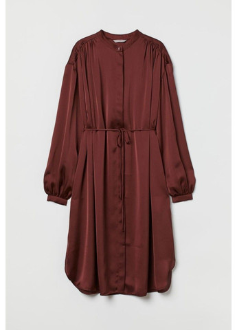 Коричнева ділова жіноча сукня з поясом на зав'язі н&м (56670) s коричнева H&M