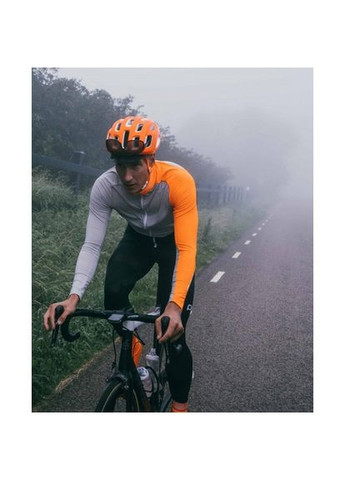Комбинированная велоджерси essential road mid ls jersey серый-оранжевый POC