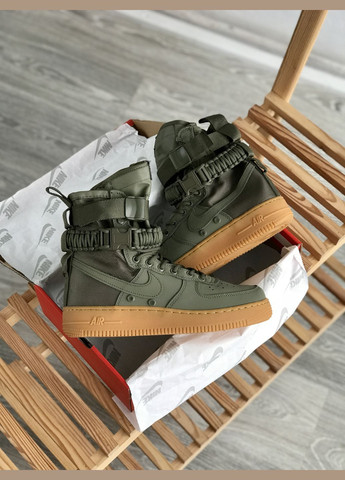 Оливковые (хаки) всесезонные кроссовки мужские nike air force 1 sf khaki | найк аир форс 1 сф хаки No Brand