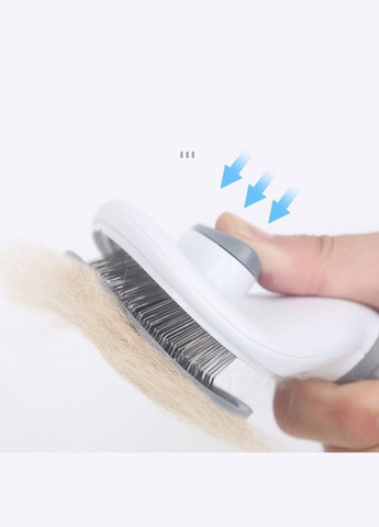 Щітка-пуходірка самоочисна для догляду за шерстю домашніх тварин з кнопкою очищення синя No Brand (322594626)