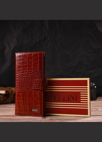 Ультрамодный кошелек для мужчин из натуральной кожи с тиснением под крокодила 21918 Рыжий Canpellini (338421657)