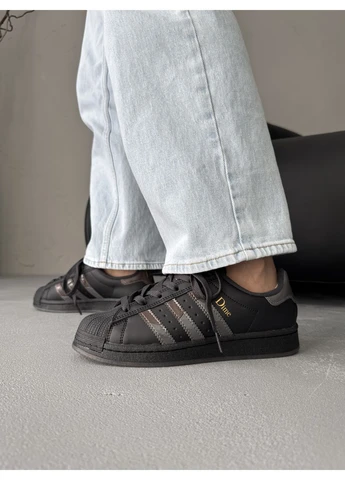КРОСІВКИ ЖІНОЧІ ADIDAS SUPERSTAR X DIME BLACK АДІДАС СУПЕРСТАР ЧОРНІ No Brand чорні демісезони (392023082)