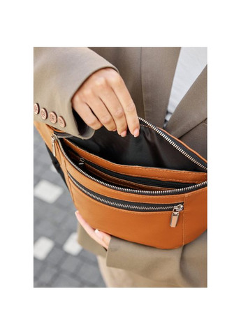 Большая женская кожаная сумка на пояс бананка Tirso Max рыжая Sambag (360239317)