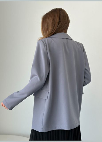 Серый женский классический пиджак свободного кроя No Brand однотонный - всесезон