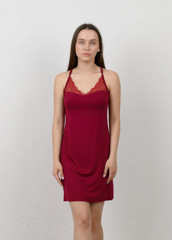 Вишневый демисезонный комплект (сорочка и халат) N.EL.