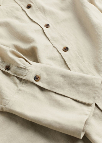Светло-бежевая классическая рубашка однотонная H&M