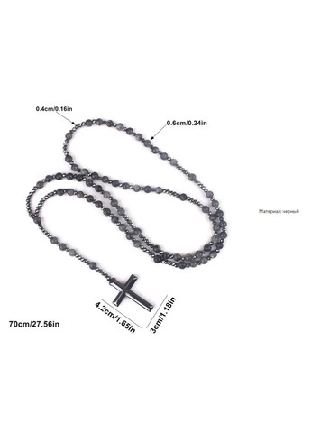 Чотки-підвіска з натуральних каменів 70 см з хрестиком, обсидіан тигрове око лазурит, унісекс аксесуар No Brand (364191375)