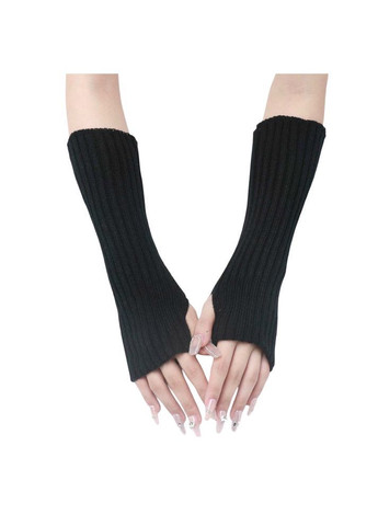 Женские митенки черные акриловые демисезонные без пальцев универсального размера No Brand (364506662)