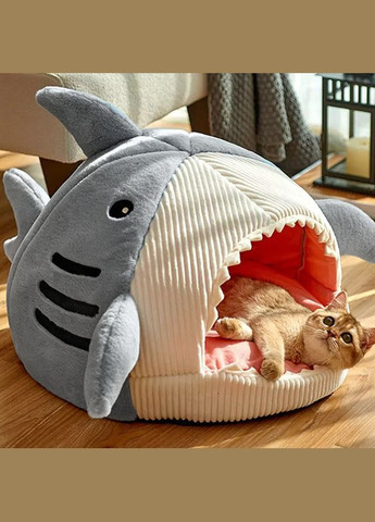 Будинок-лежак Акула, лежак для собаки, кішки, 49х45х33см Сірий No Brand (299915626)