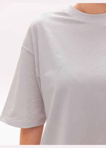 Светло-серая летняя футболка оверсайз женская с коротким рукавом Роза