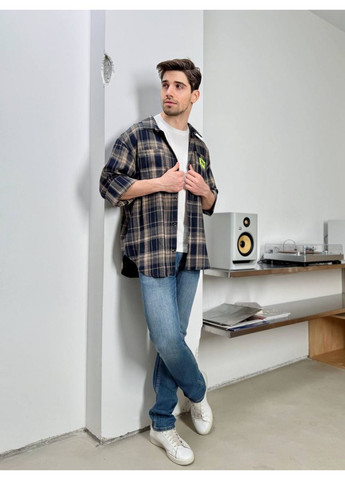 Темно-бежевая повседневный рубашка в клетку Україна