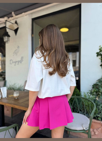 Малиновая праздничный, повседневная, кэжуал однотонная юбка-шорты Україна а-силуэта (трапеция)