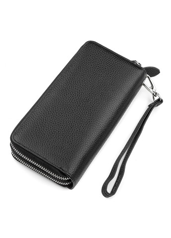 Жіночий гаманець із натуральної шкіри 18446 (ST238-2) дві блискавки Чорний st leather (306881404)