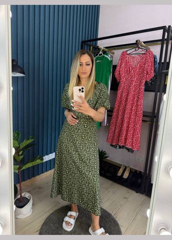 Оливковое (хаки) повседневный женское платье с цветочным принтом Україна с цветочным принтом