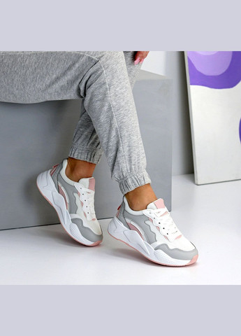 Жіночі кросівки білі з сірими та рожевими вставками, екошкіра + текстиль, весна-літо Navigator Кросівки білі літо (346146180)