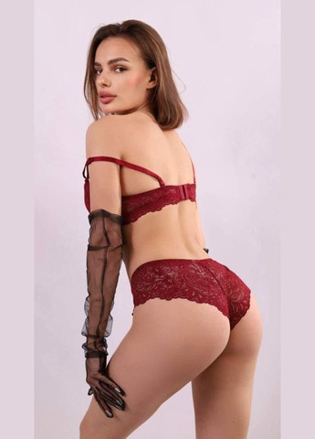 Бордовый демисезонный комплект нижнего белья бордовый No Brand Жіночий комплект білизни