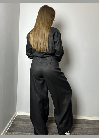 Штани жіночі літні лляні чорні напівбатал MKTRG00164-2 Modna KAZKA (276650337)