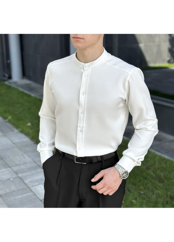 Молочная праздничный, повседневный, вечерний, классическая, кэжуал рубашка однотонная Vakko