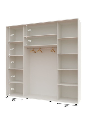 Шкаф-купе трехдверный Комфорт Мебель 210*60*240 см Белый ДСП + Зеркало + ДСП Макси Комфорт Меблі (360433853)