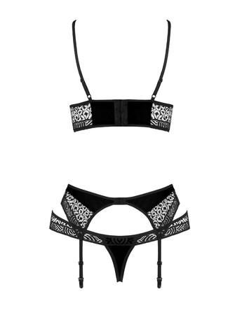 Комплект белья с ажурными вставками и поясом для чулков SCARLET SET black Passion (331171636)