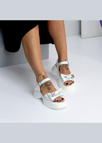 Жіночі шкіряні босоніжки на платформі 1421 Білі Seven (331431469)