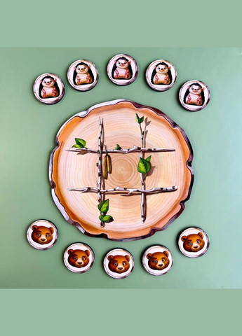 Деревянная настольная игра "Крестики нулики" (ПСД159) PSD159 ежик и медведь Ubumblebees (364133745)