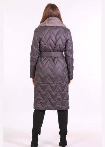 Плащ зимовий міді жіночий 935 плащівка хутро графітовий Актуаль на кнопках (305782258)