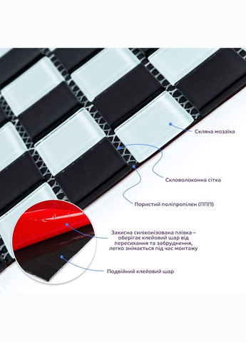 Мозаика из декоративного стекла шахматка 298х298х4,5мм SW-00002366 Sticker Wall (315790991)