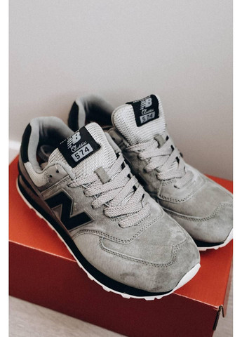 КРОССОВКИ ЖЕНСКИЕ NEW BALANCE 574 GREY BLACK V2 НЬЮ БЕЛАНС 574 No Brand серые демисезоны (367174936)