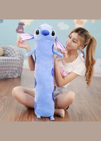 Яскрава гіпоалергенна іграшкаобіймашка Стіч-батон 175см Синя, М'яка пухнаста іграшка Стіч КІМ (303137198)