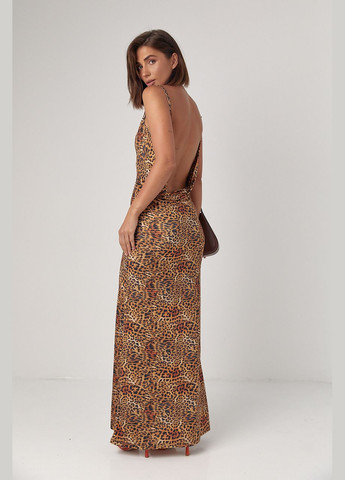 Летний женский леопардовый сарафан макси с открытой спиной 4669 Lurex леопардовый