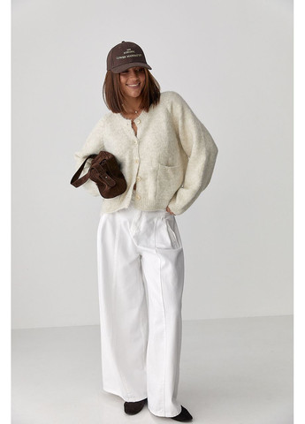 В'язаний теплий кардиган з кишенями - жовтий колір Lurex (361056959)