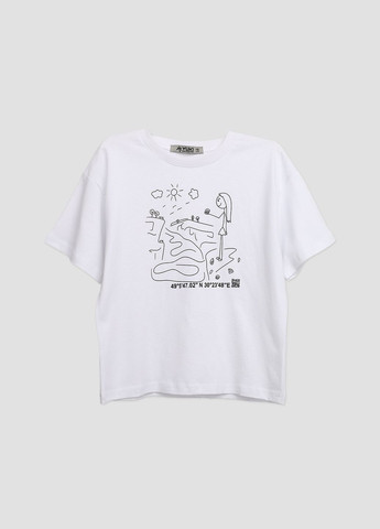 Белая летняя футболка с коротким рукавом для девочки цвет белый cb-00273447 Yuki