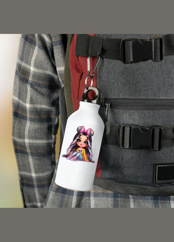 Фляга (бутылка) для воды с карабином Детская #010 500 мл Белый No Brand (323639418)