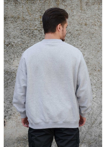 Сірий утеплений оверсайз світшот на флісі з принтом 1702 black Without (362357852)