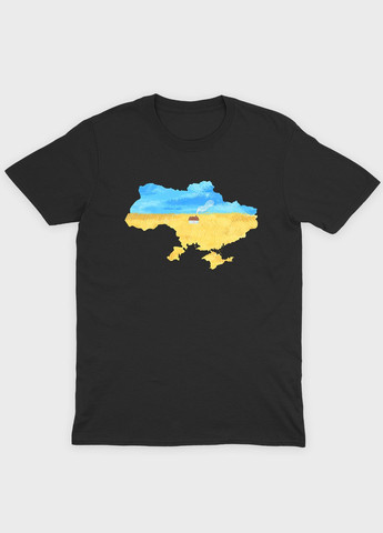 Чорна чоловіча футболка з патріотичним принтом мапа україни (ts001-1-bl-005-1-006) Modno