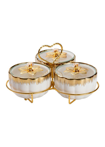 Менажница керамическая на металлической подставке на 3 секции HP-1208 Yiwu (353504138)