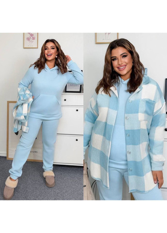 Костюм трійка SM,сорочка у клітинку кашемір пальтовий,костюм штани та кофта тринитка на флісі Україна (362648129)