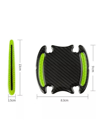 Наклейки світловідбиваючі на дверні ручки, + наклейки під дверні ручки, захист від подряпин, салатові No Brand (362345676)